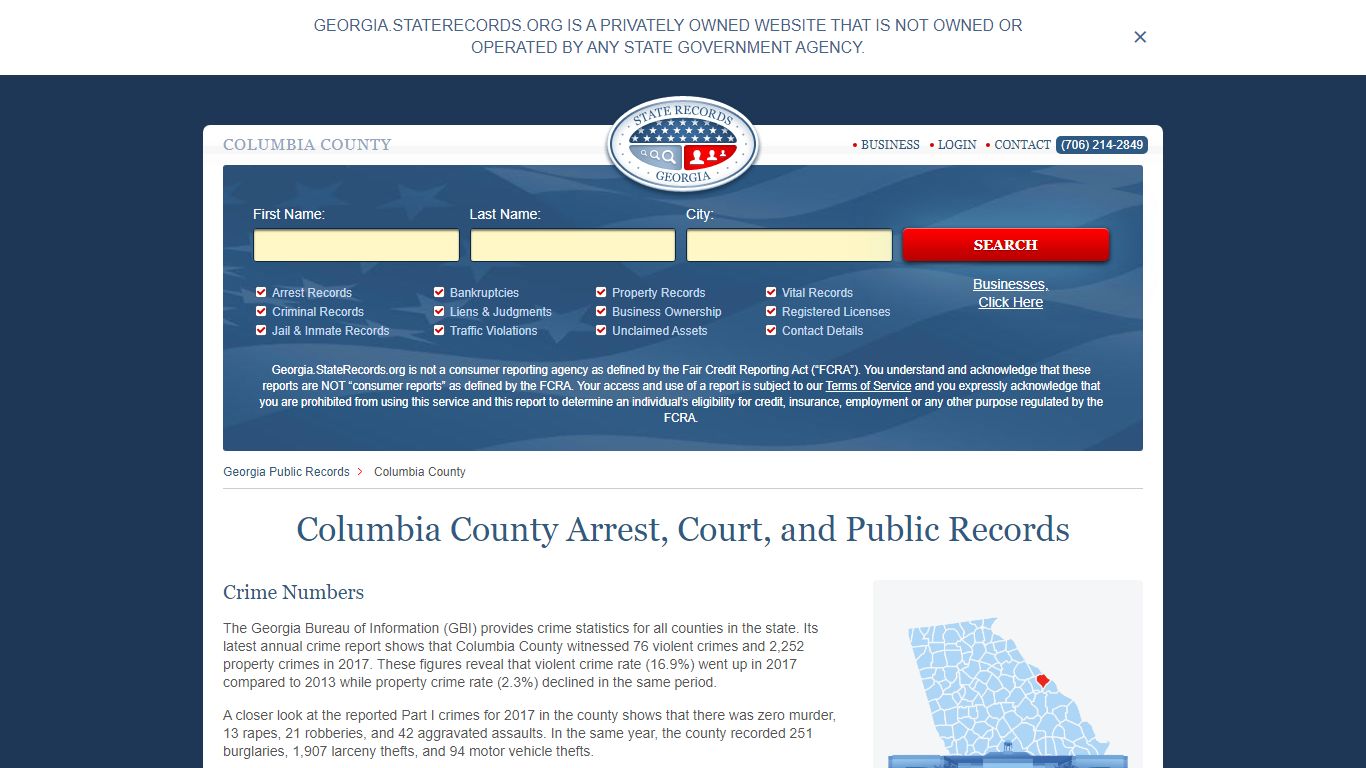 Columbia County Arrest, Court, and Public Records