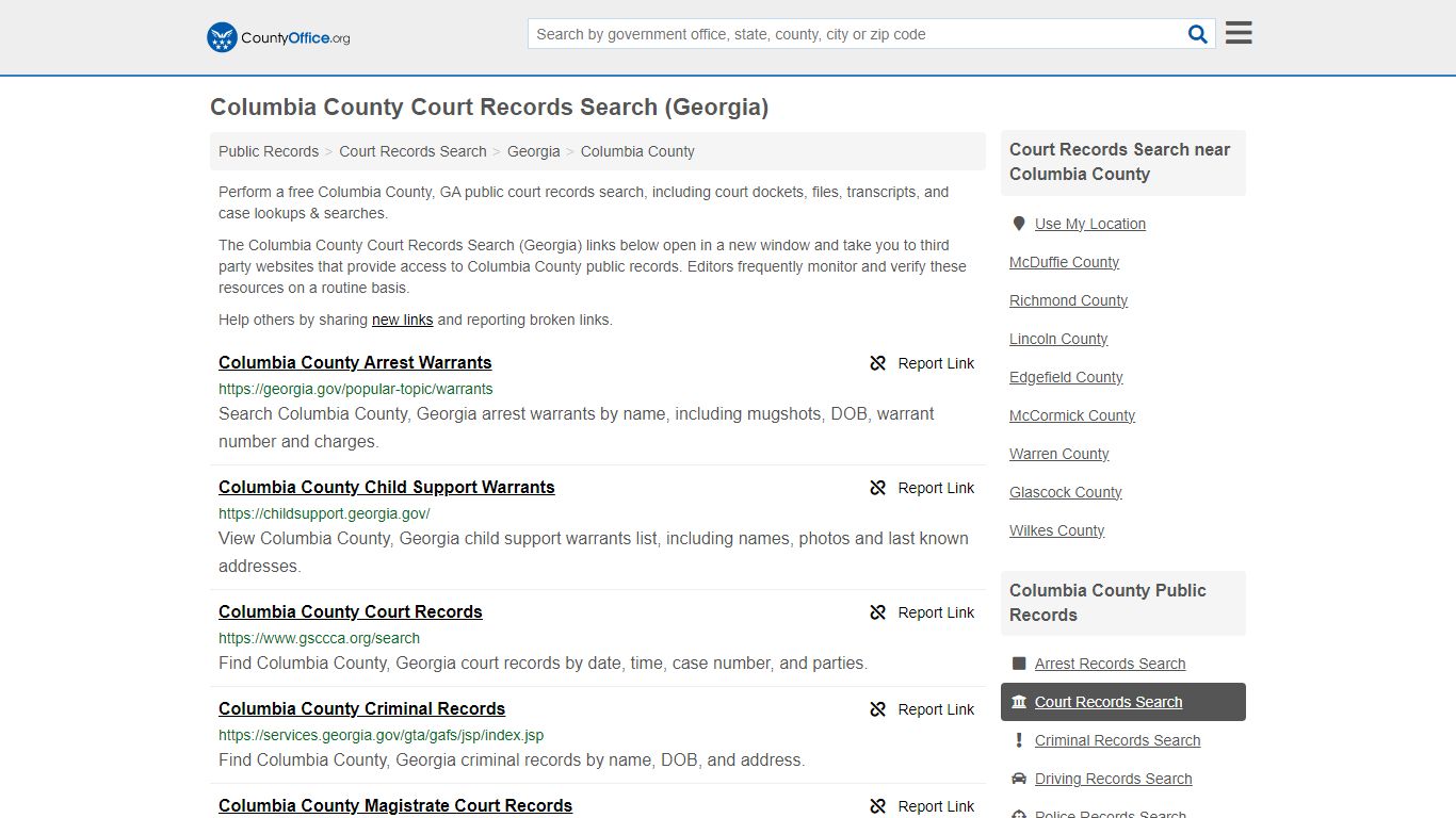 Columbia County Court Records Search (Georgia) - County Office